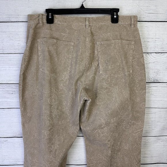 Ann Taylor Women's Corduroy Paisley Print Pants Khaki High Rise Straight Size 14 - Picture 4 of 7